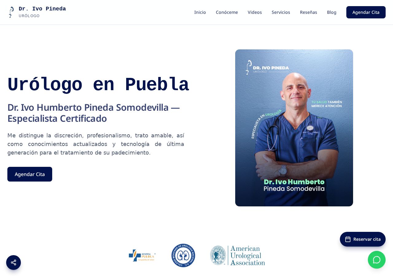 Ejemplo de página web médica — Urólogo en Puebla